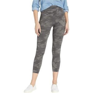 Spanx Look At Me Now Leggings Womens Size Large Green Camo High Rise Crop‎ Gym